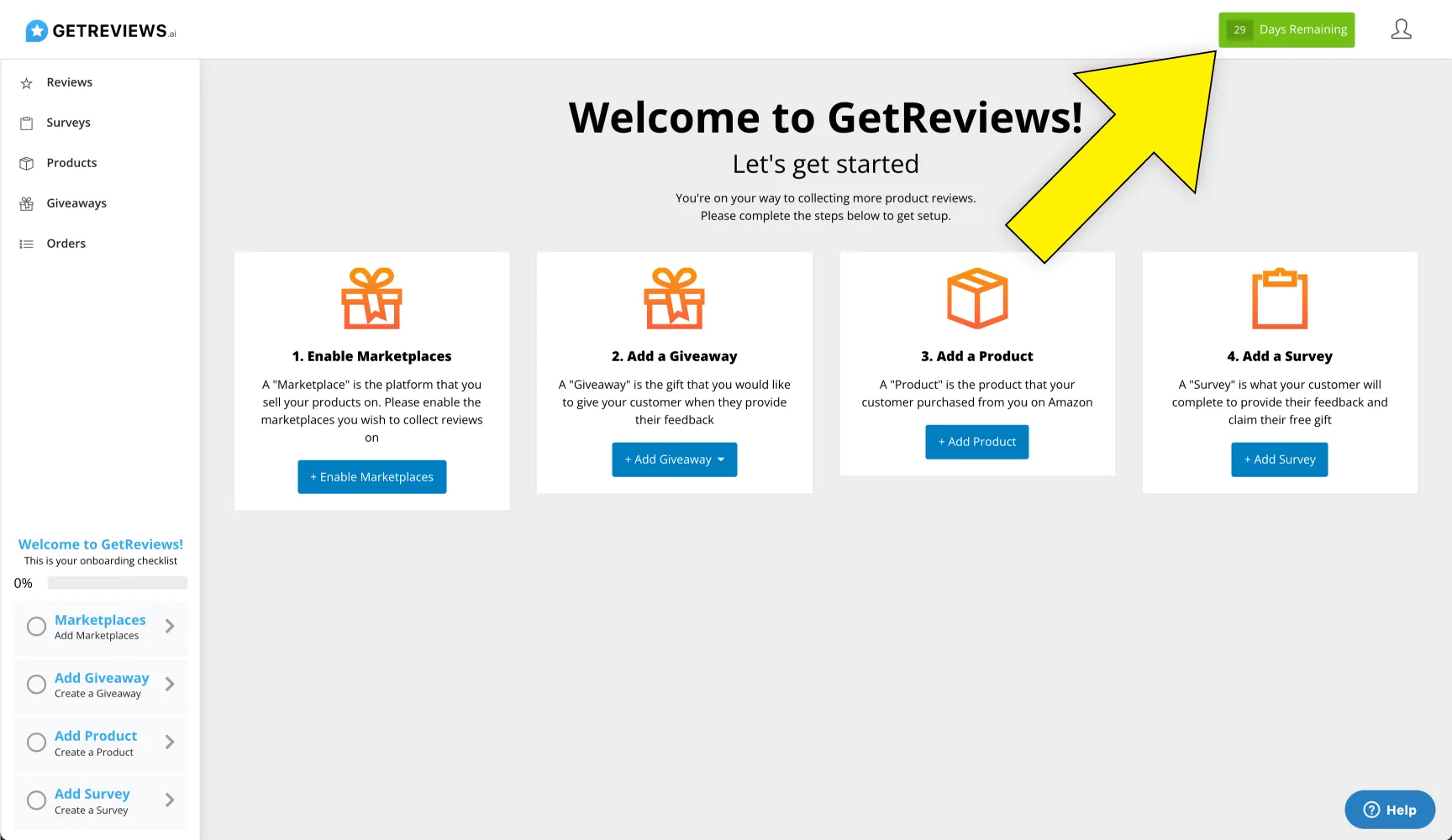 Select plan by clicking "x Reviews Remaining" button