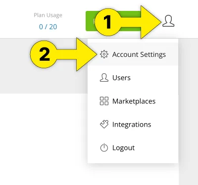 Click the "User" icon, then select "Account Settings"